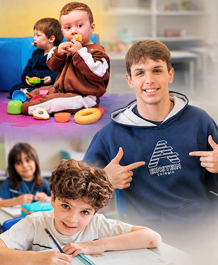 Alunos de diferentes idades do Colégio A. Einstein